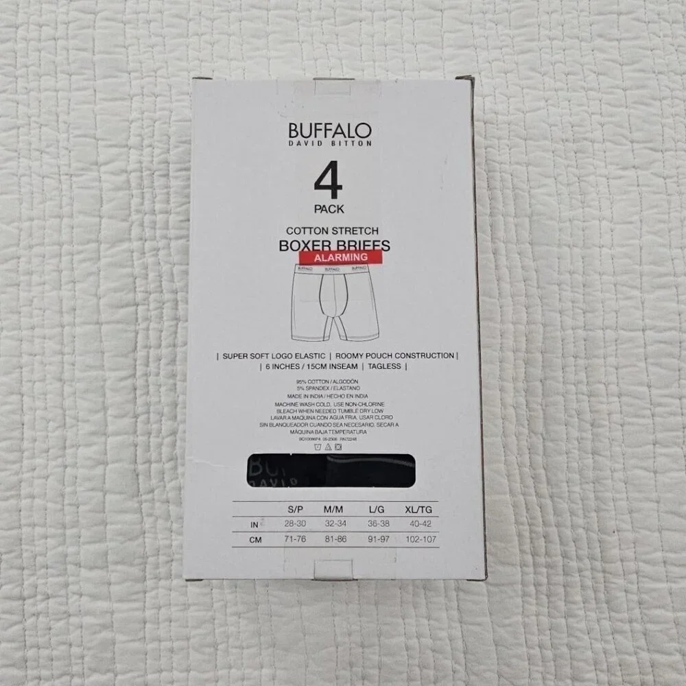 Buffalo David Bitton 4-Pack Boxer Briefs Men's‎ S (28-30) Grey Black NIB Stretch